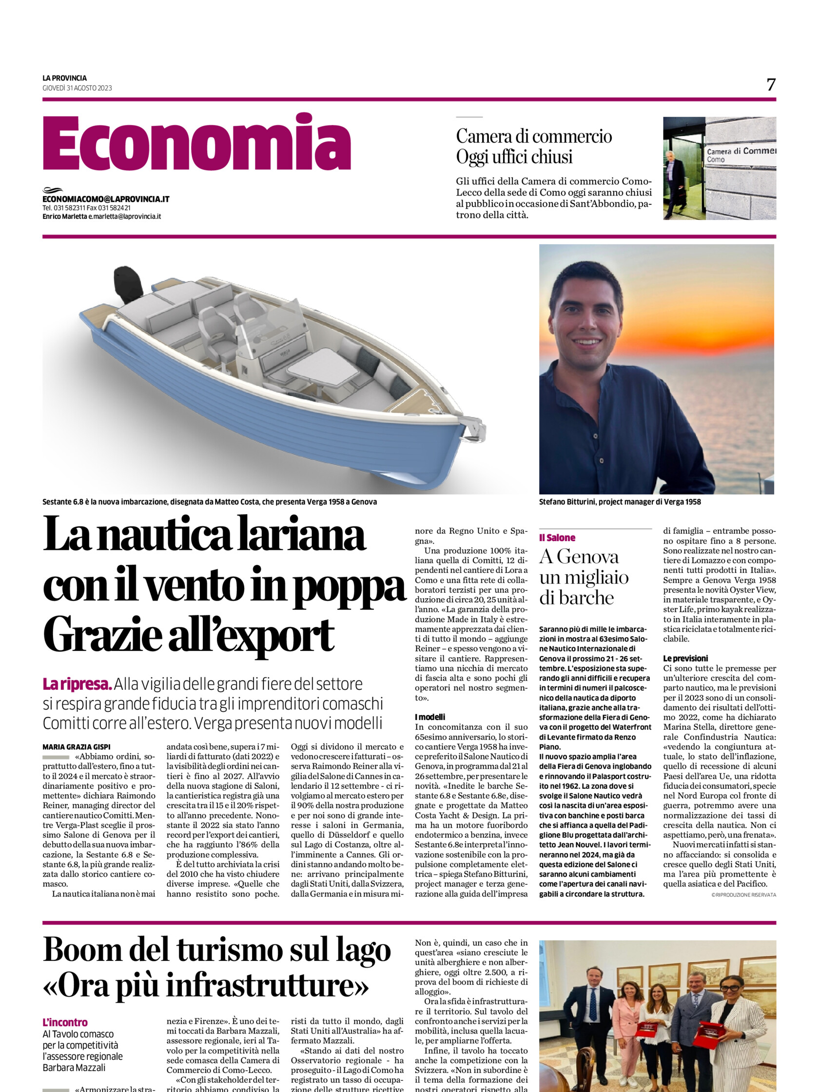 La nautica lariana con il vento in poppa Grazie all export SN63