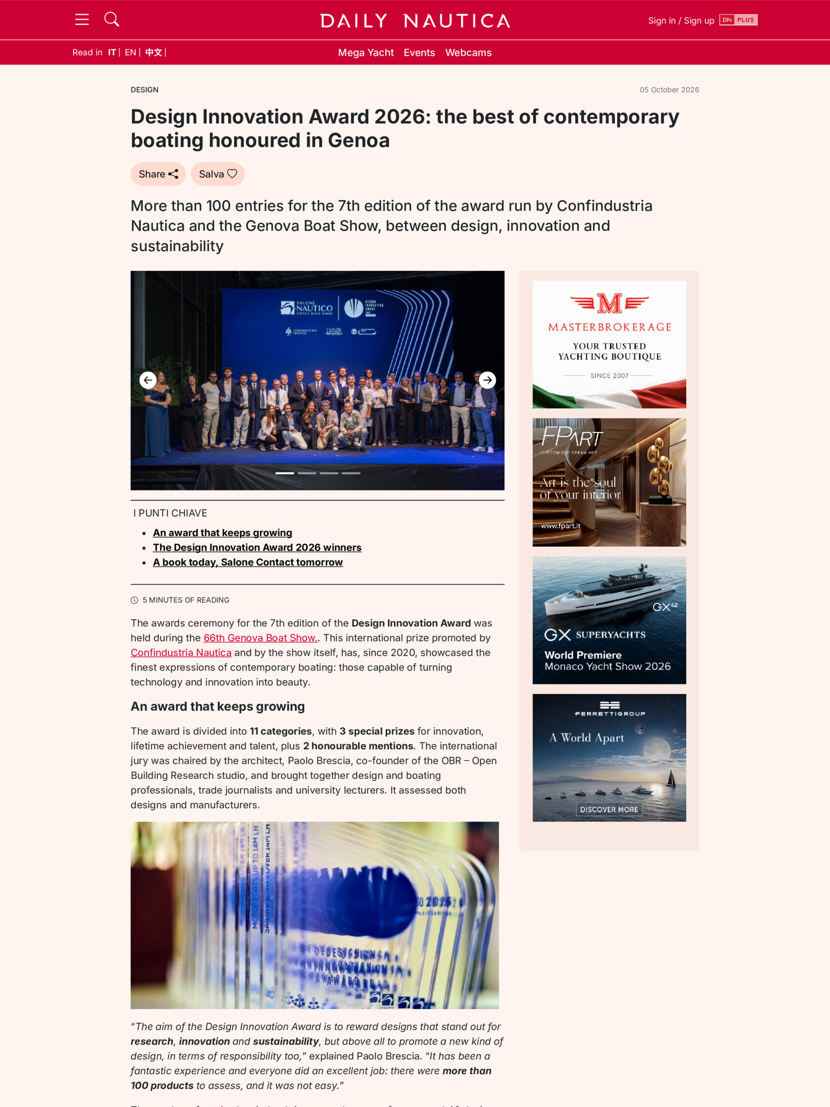 Design Innovation Award Verga 1958 (EN)