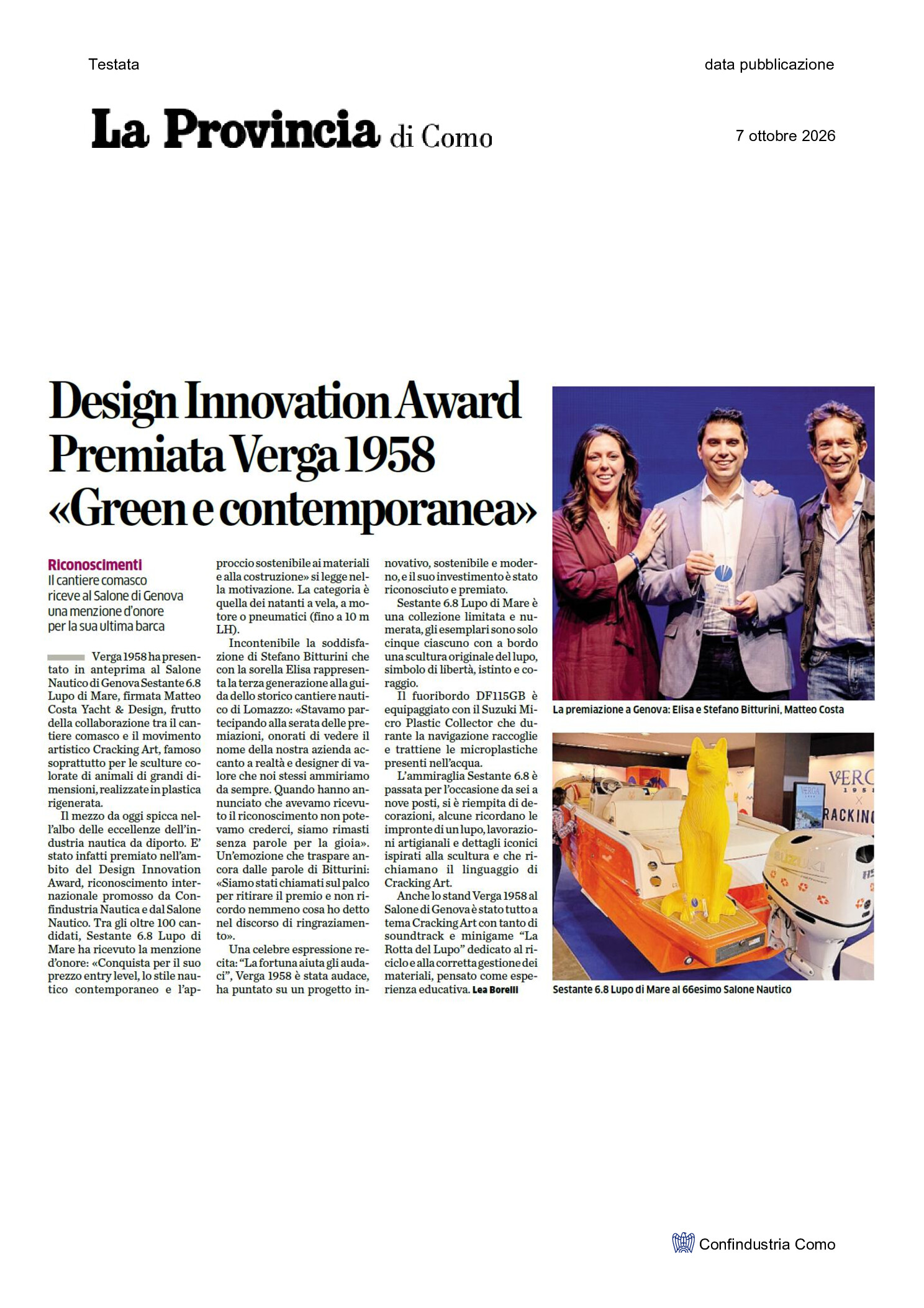 Design Innovation Award Verga 1958