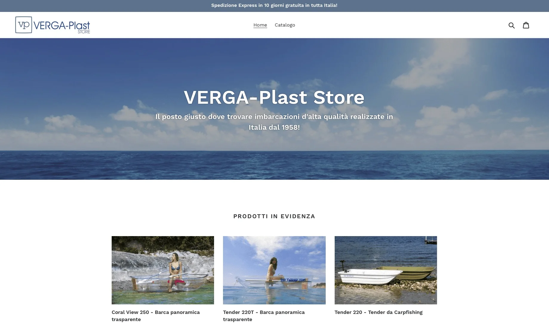 Cette capture d'écran montre la première page d'accueil du magasin VERGA-Plast.
